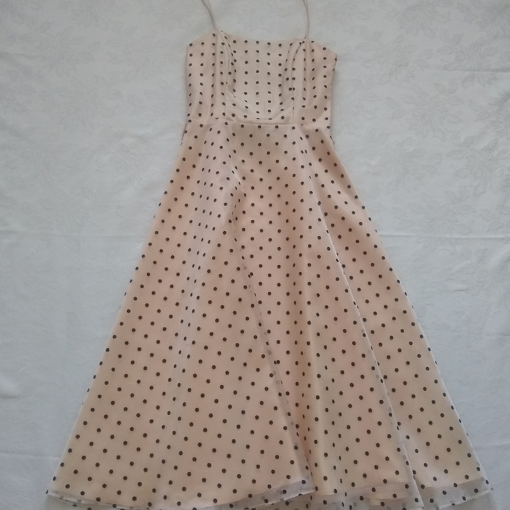 Betsy & Adam spaghetti straps polka dot flare retro style dress corset Cocktail